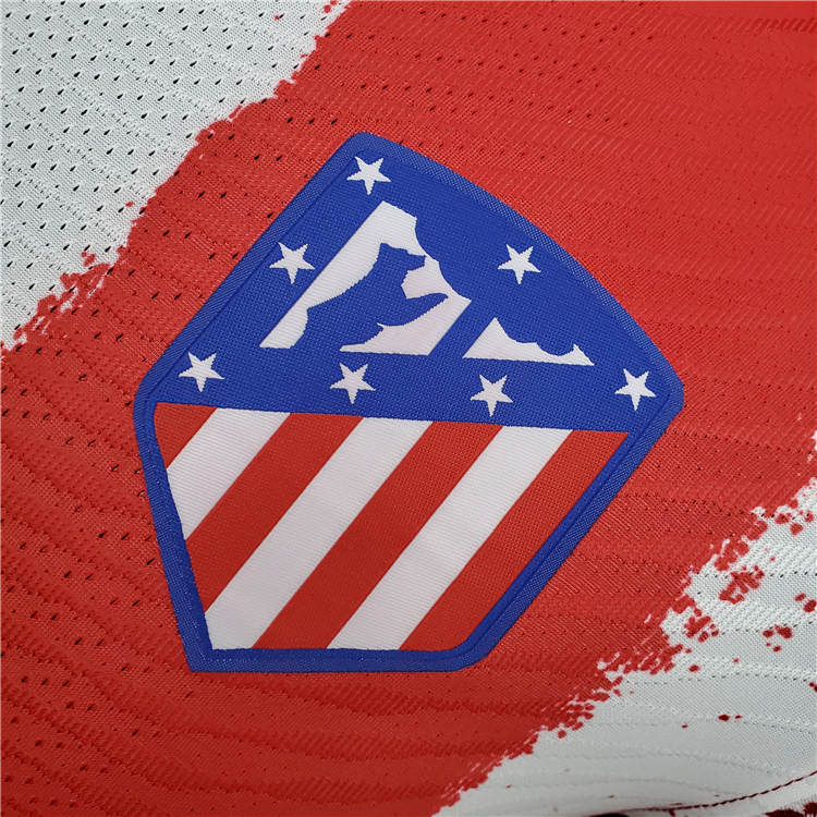 Atletico Madrid Soccer Jersey 21-22 Home Red&White Football Shirt (LS-Player Version) - Click Image to Close